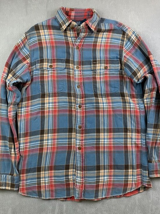 Polo Ralph Lauren Other - Ralph Lauren Polo Men Work Shirt Medium Blue Plaid Flannel Button Up Long Sleeve